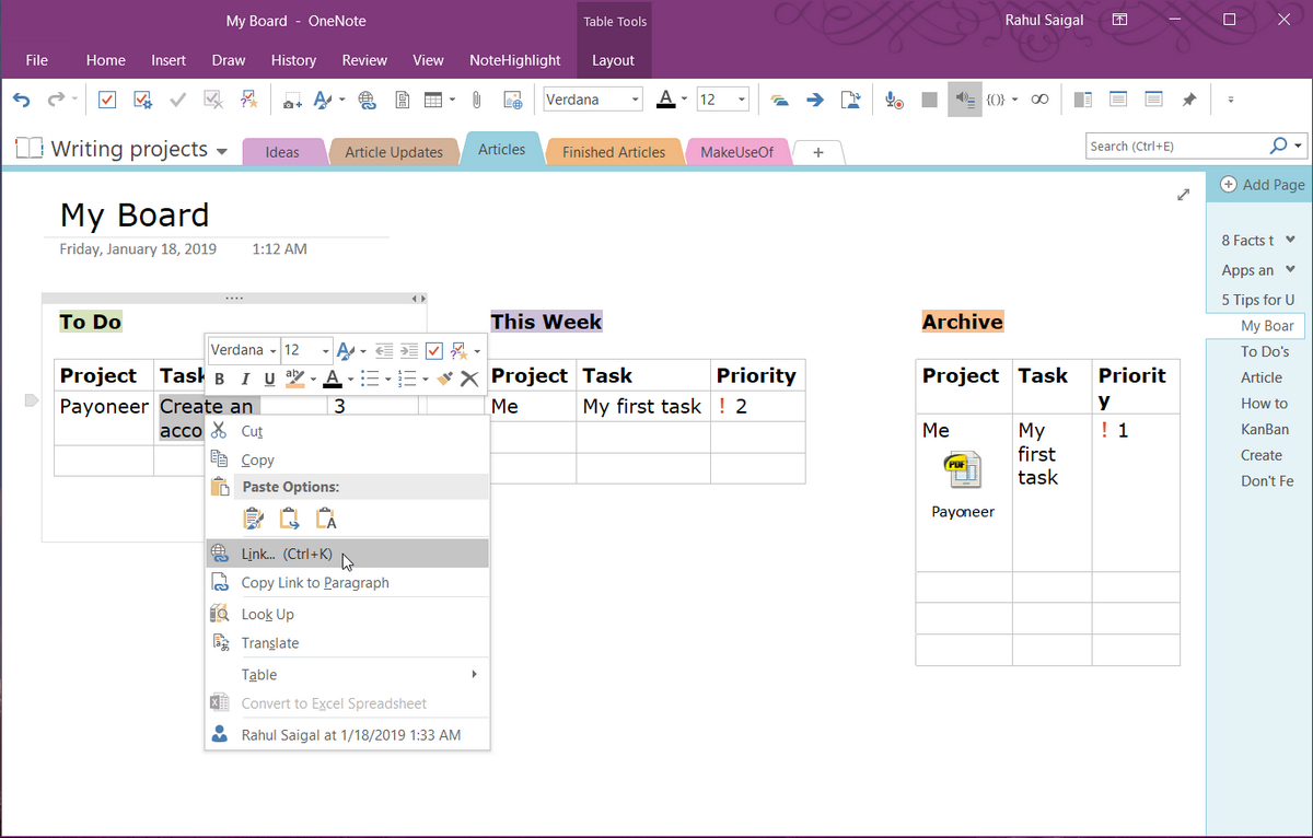 onenote to do