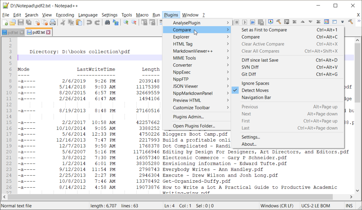 notepad++ compare plugin for v7.6.1