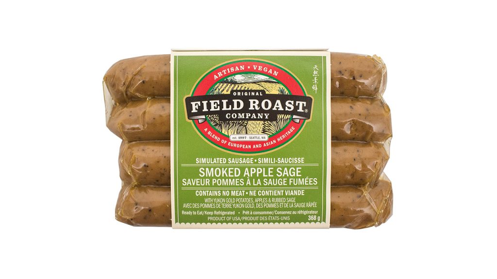 plant-based sausage in package