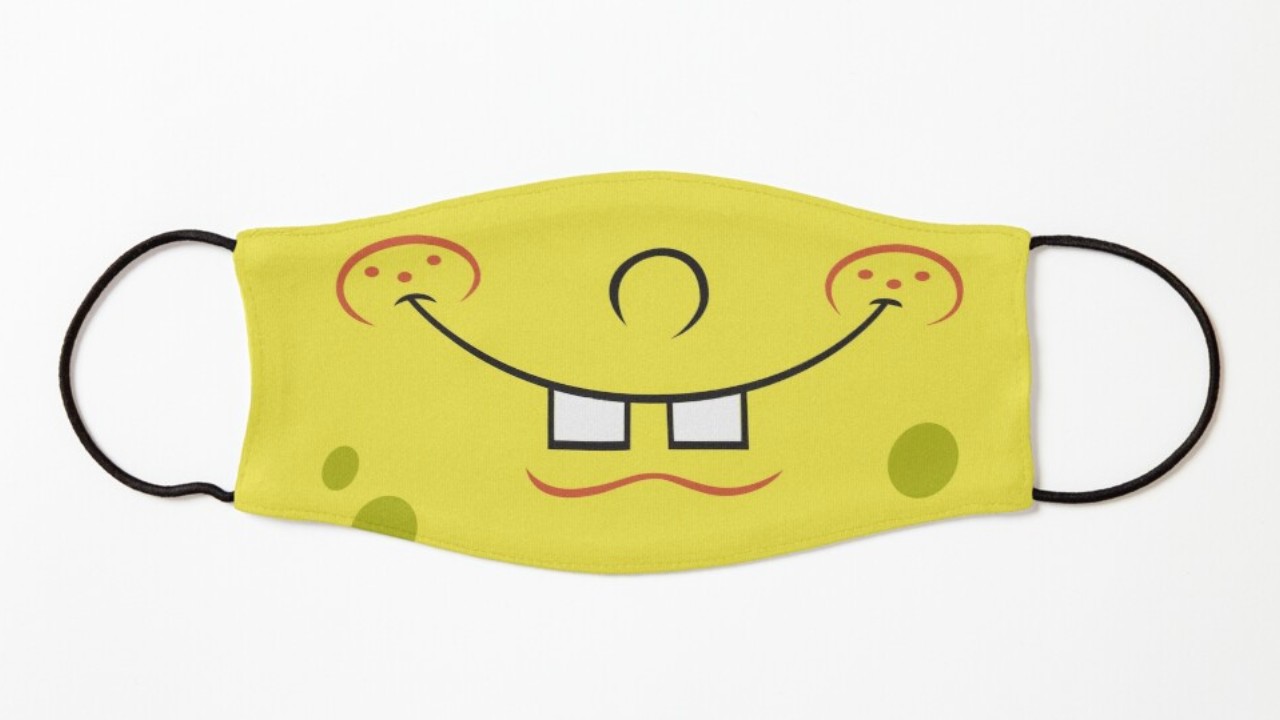 kids face mask with sponge bob squarepants mouth