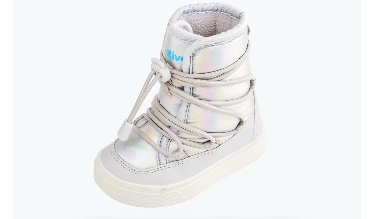 winter boots with hologram print