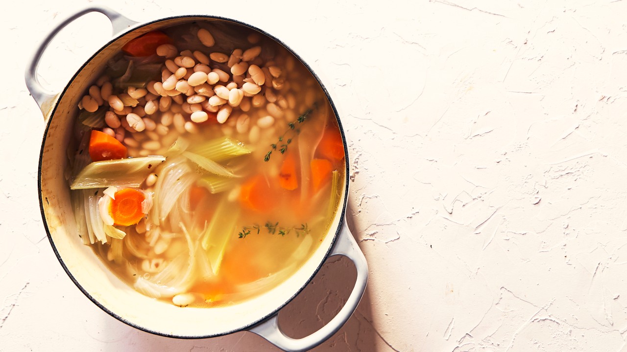 pot of beans with broth