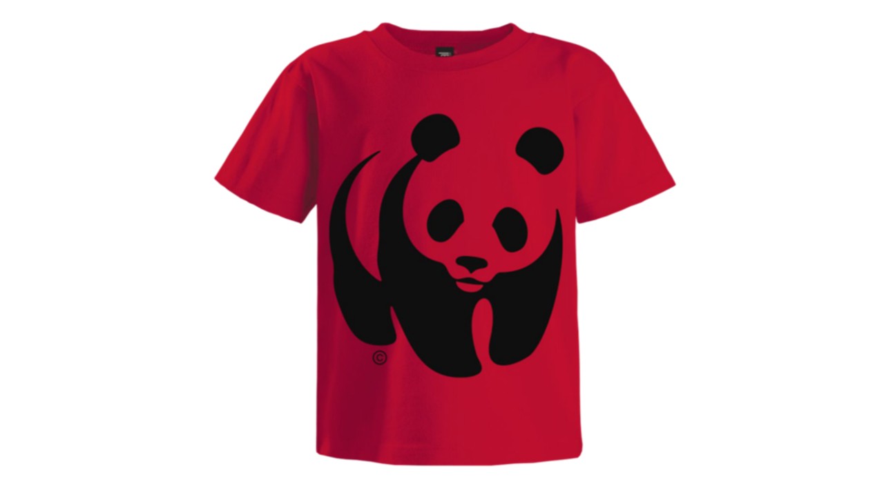 red kids t-shirt with panda print