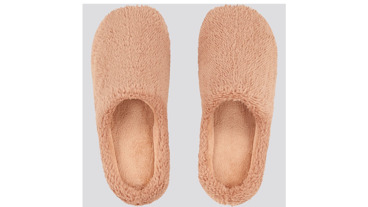 fluffy peach coloured slippers