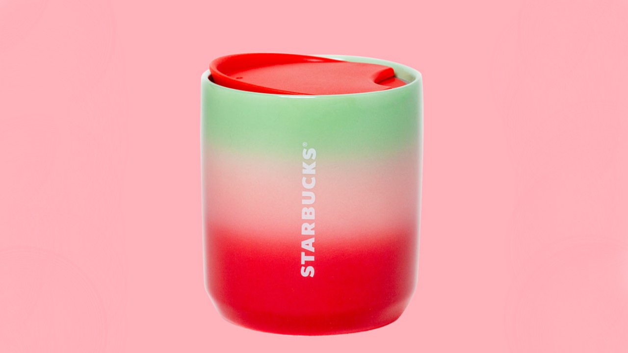 pearl ombre tumbler on pink background