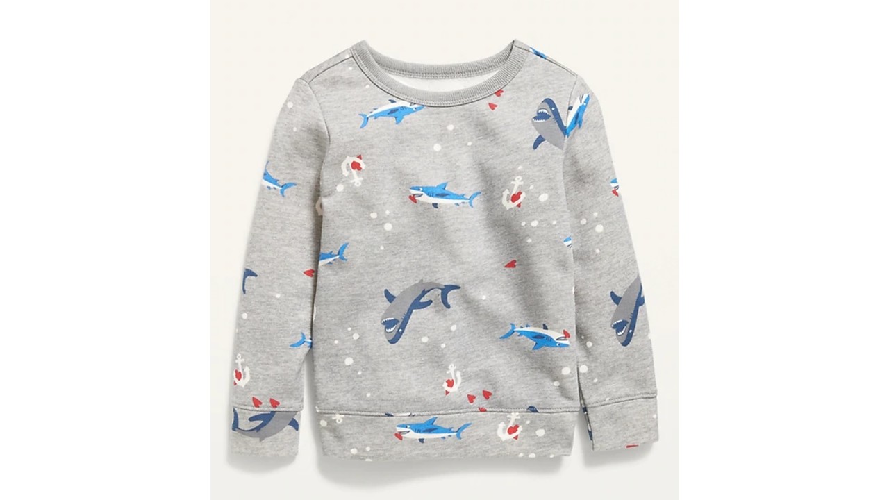 sweat shirt with sharks eating hearts print