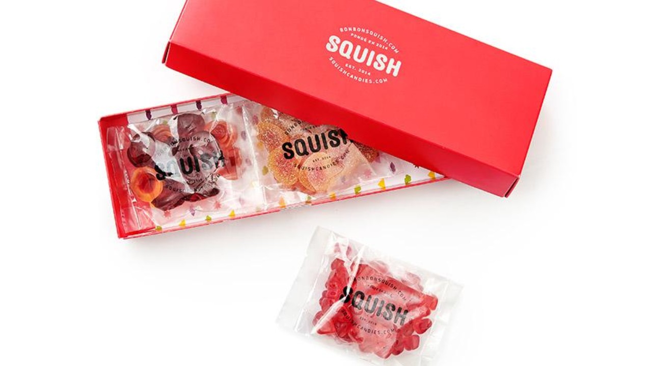 red gift box of assorted candies