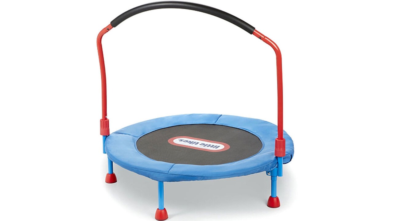 kids trampoline with support bar